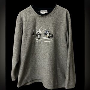 Bonnie Evans Penguin Fleece Crewneck Plus Size 1X Winter Christmas Cottage Core